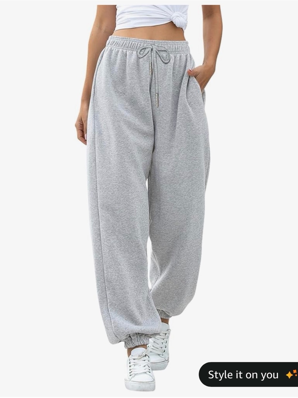 Women’s Relaxed High-Waist Grey Sweatpants with Drawstring BNWT